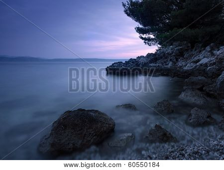 Adriatic sea coast at night