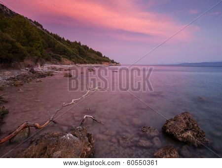 Adriatic sea coast at sunset