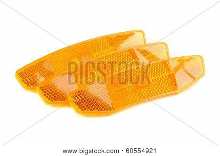 Orange Bicycle Retroreflectors Isolated On White Background