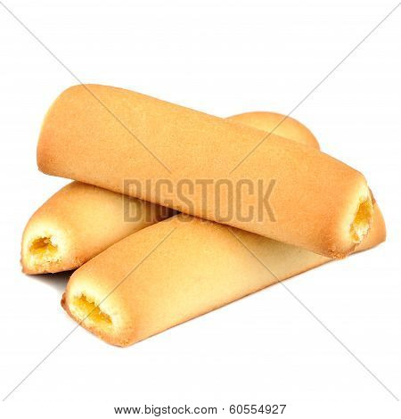 Cookies With Apricot Jam Filling Isolated On White Background