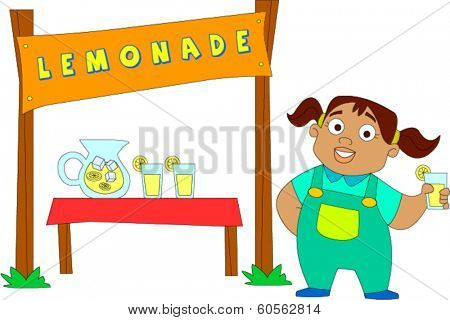Cute African American little girl at lemonade stand
