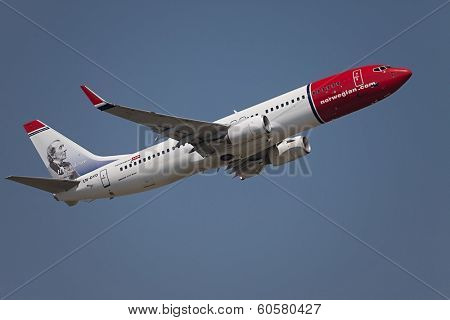 BUDAPEST, HUNGARY - MAY 7: Airliner of Norwegian air shuttle at Budapest Liszt Ferenc Airport, May 7th 2013. Norwegian is the third largest low-cost carrier in Europe