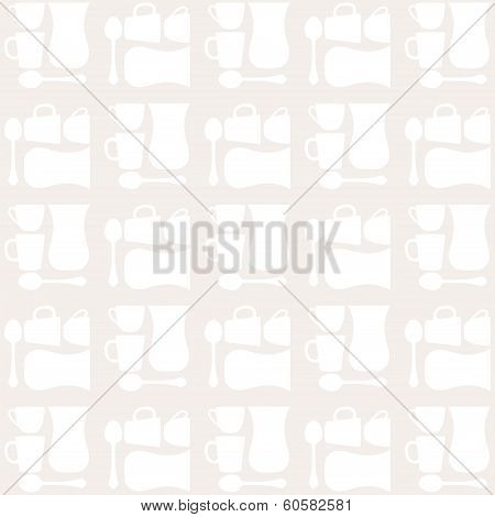 Cups, tea cups and teaspoons seamless repeat pattern