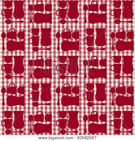Cups, tea cups and teaspoons seamless repeat pattern