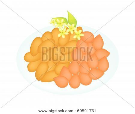 A Traditional Thai Dessert Golden Sweet Meat
