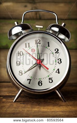 Silver Retro Alarm Clock Close Up
