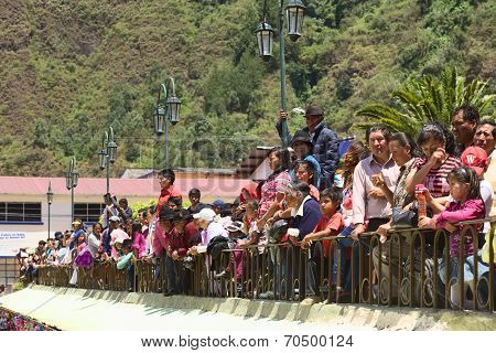 Spectators at the Carnival Parade in Banos, Ecuador