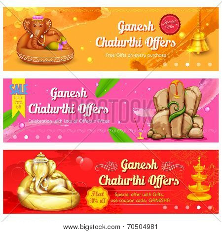 illustration of banner for Ganesh Chaturthi sale promotion