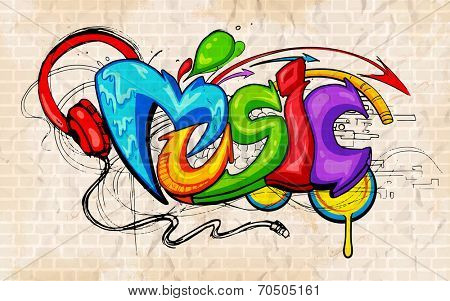 illustration of music background graffiti style