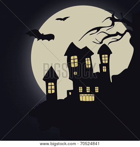 Dark castle. Vector illustration.Halloween