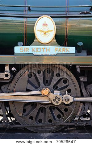 Sir Keith Park loco wheel and nameplate.