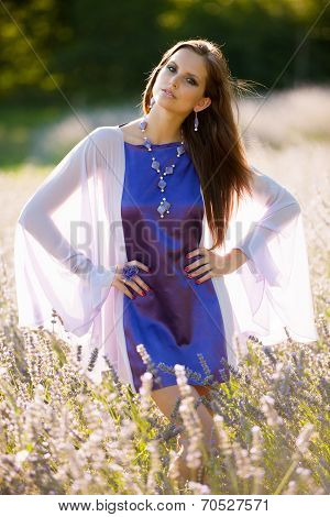 Beautiful Young Woman On Lavander Field - Lavanda Girl