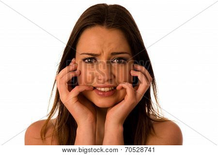 Frightened Woman - Preety Girl Gesturing Fear