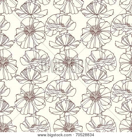 Seamless pattern with poppies. Floral background