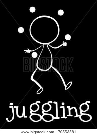 Illustration of a man juggling on a black backgound