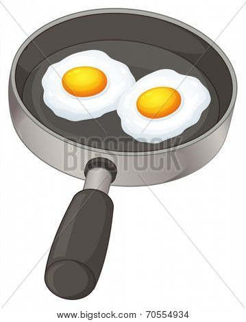 Illustration of the fried eggs on a white background