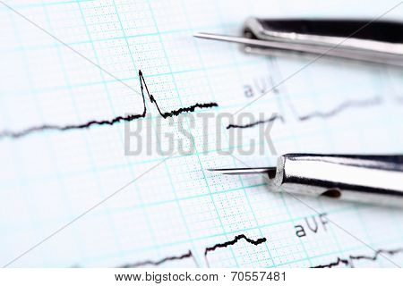 Cardiogram and A Compass. Cardiogram For Professionals