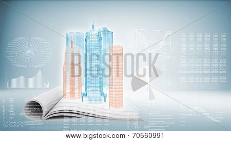 Hi-tech Building On Blue Background