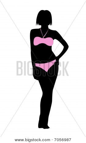 silhouet meisje roze bikini