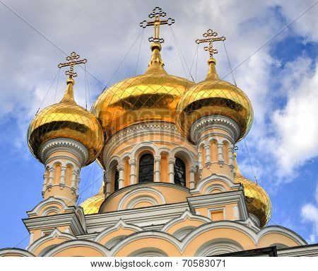 Gold Onion Domes Of The Alexander Nevsky Cathedral