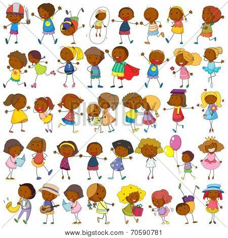 Illustration of children doing many activities