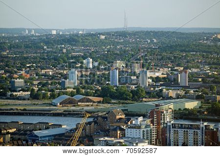 View from Docklands to Crystal Palace, London