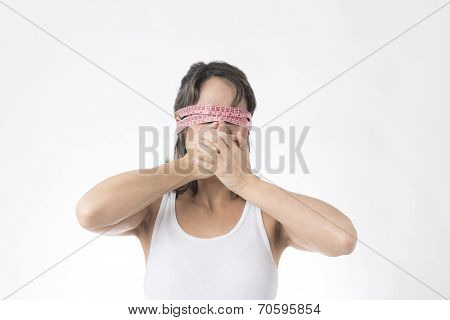 young women closing mouth with her hand