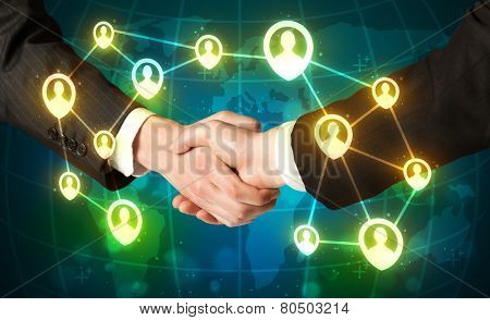 Business handshake, social netwok concept