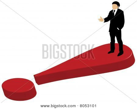 느낌표에 서 있는 사업가
