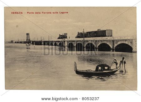 Historia Wenecji, pocztówka Vintage na białym tle, tekstury papieru, 1900