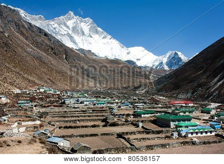 Dingboche Village And Mount Lhotse