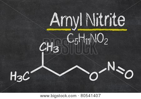 Blackboard with the chemical formula of Amly nitrite