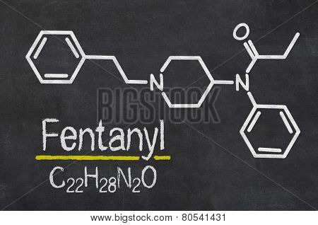 Blackboard with the chemical formula of Fentanyl
