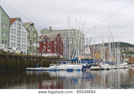 Trondheim city marina exterior in Trondheim, Norway.