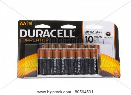 Hayward, CA - January 5, 2015: Packet with 16 Duracell CopperTop 