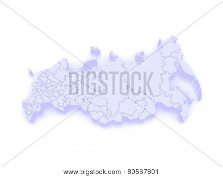 Map of the Russian Federation. Republic of Ingushetia. 3d