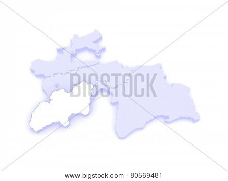 Map of Khatlon. Tajikistan. 3d