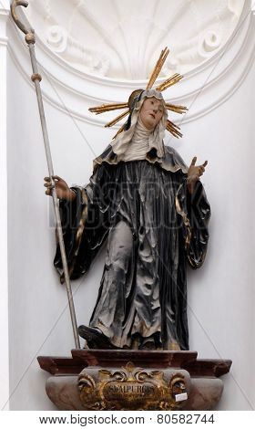 SALZBURG, AUSTRIA - DECEMBER 13: Saint Valburga, Altar in Collegiate church in Salzburg on December 13, 2014.