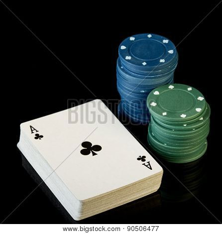 Poker chips with cards