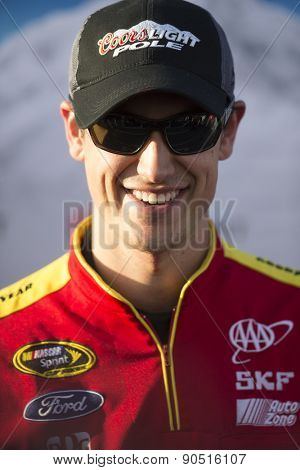 Richmond, VA - Apr 24, 2015:  Joey Logano (22) wins the pole for the ToyotaCare 250 race at the Richmond International Raceway in Richmond, VA.