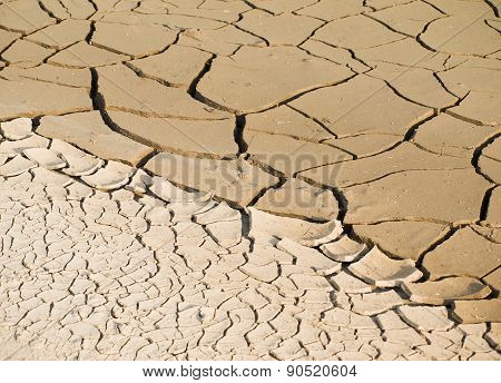 Cracks on the ground in the desert