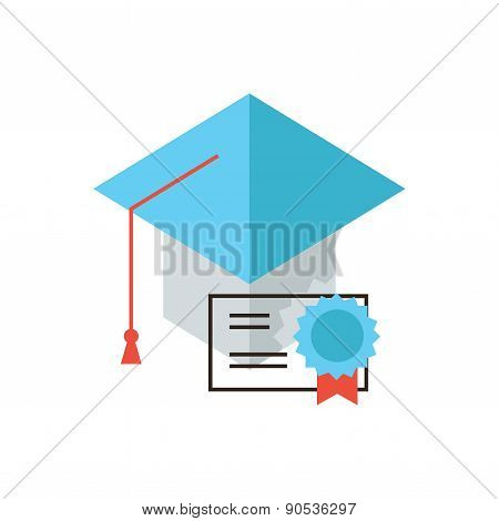 Certificate Of Education Flat Line Icon Concept