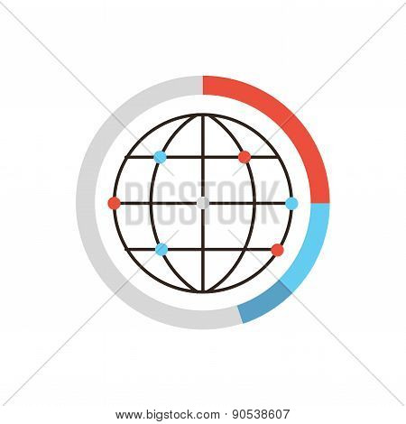 Global Data Network Flat Line Icon Concept