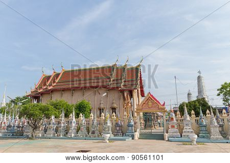 Temple with pagoda and sky background