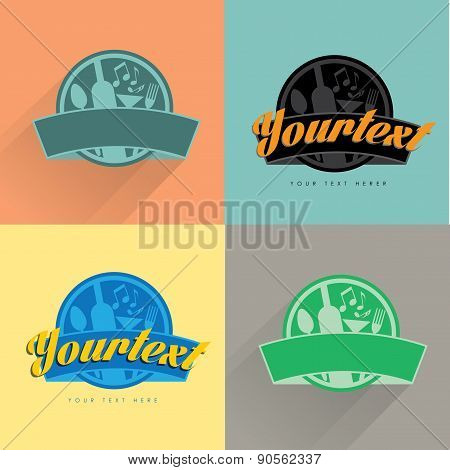Restaurant bar drink and music symbol logo