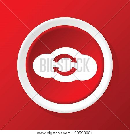 Cloud exchange icon on red