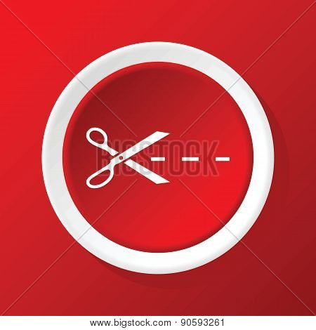 Cutting scissors icon on red