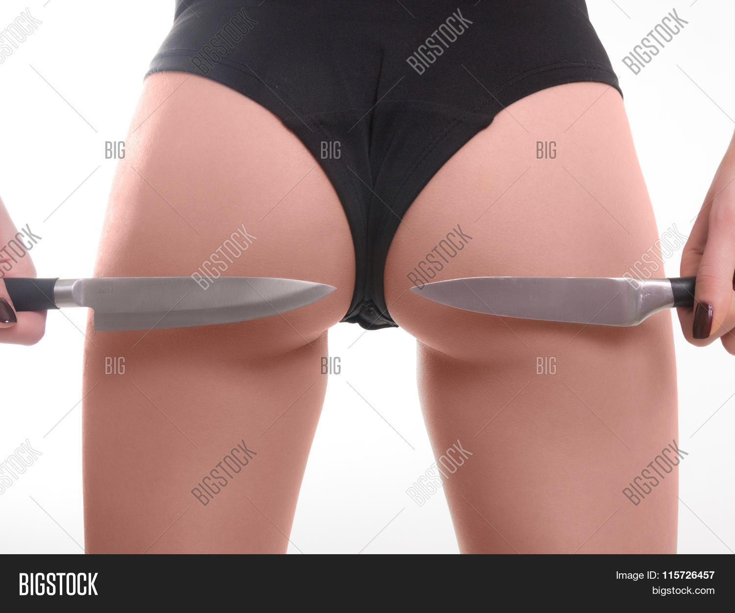 Close Up Ass Slim Girl In A Bathing Suit A Girl Holding Two Knives Concept Danger Girl Close Up Ass Slim Girl In A Bathing Suit A Girl Holding Two Knives Concept Danger Girl