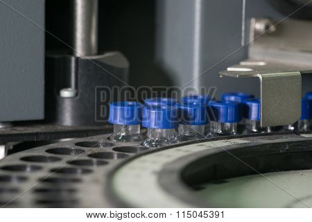 Sample Vials In Line Waiting For Analysis