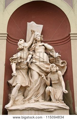 Prague, Czech Republic - April 26, 2010: Statues At The Lapidarium Facade, It Is A Part Of The Natio